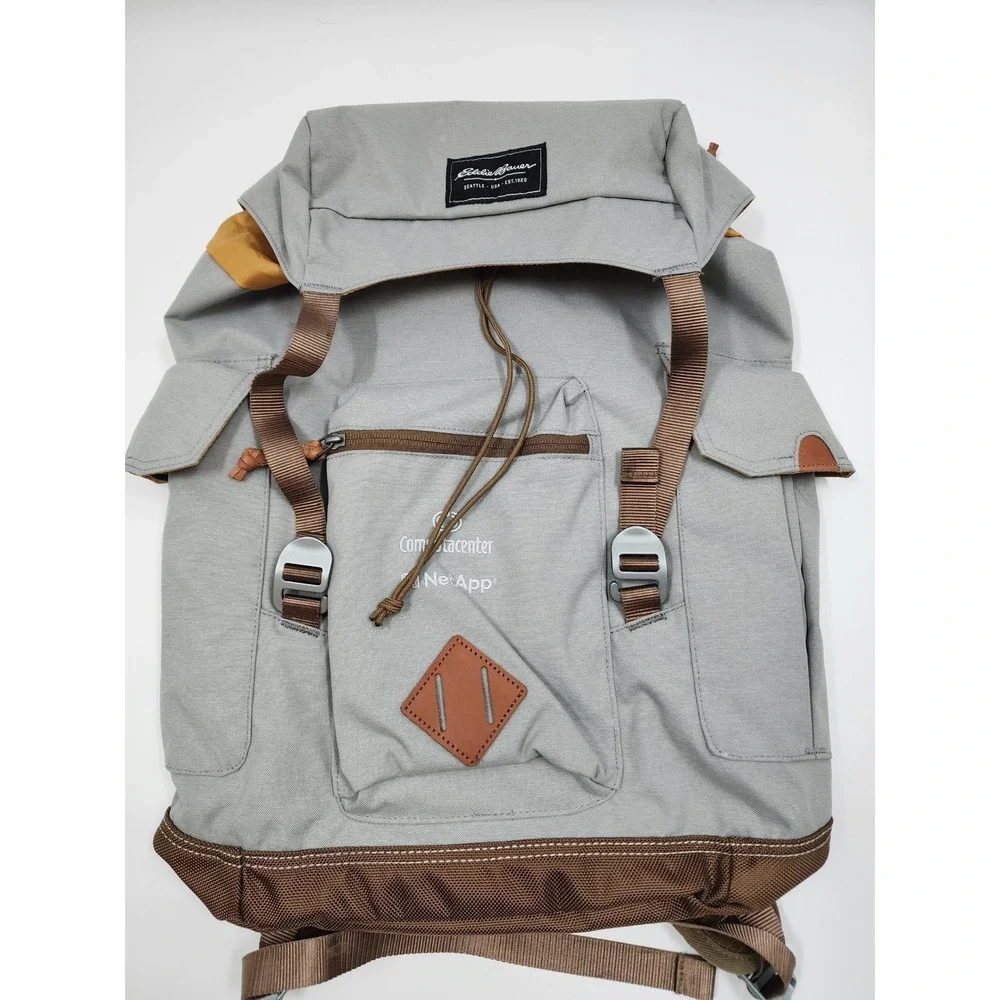 Eddie Bauer Gray Canvas Rucksack Backpack Computacenter NetApp Tech Laptop Bag
